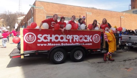 School of Rock gets ready to perform at the Reds' Opening Day Parade. Photo contributed by School of Rock. 